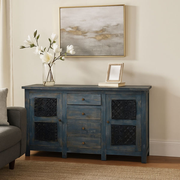 Guru Rustic Blue Mango Wood Sideboard