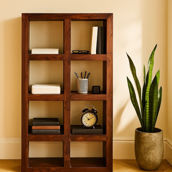 Kamdhenu Sheesham Wood 8-Hole Open Bookcase