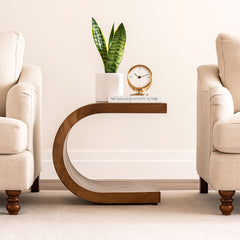 Modern Curved Solid Wood End Table