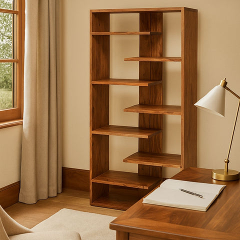 Live Edge Sheesham Wood Designer Book Rack