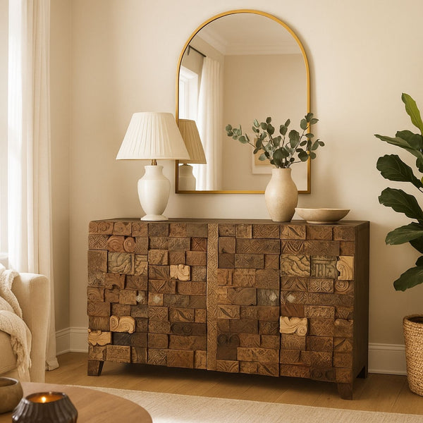 Lowell Reclaimed Wood 4-Door Print Block Sideboard