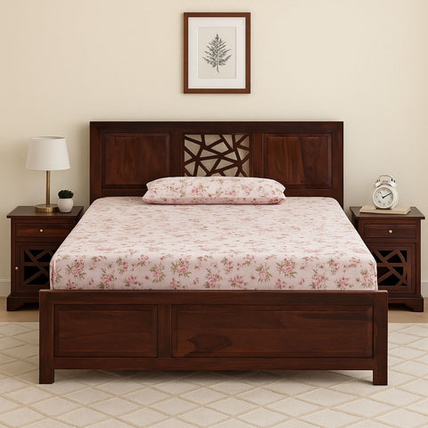 Blue City Sheesham Wood Queen Bed With Storage