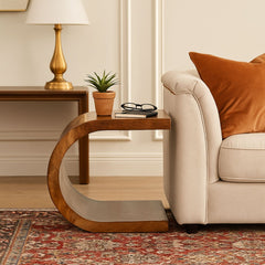 Modern Curved Solid Wood End Table