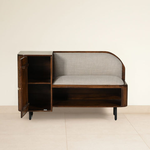 Wooden Shoe Rack with Cushioned Seat & Back