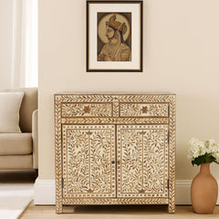 Verdi Bone Inlay Floral Pattern Cabinet