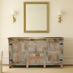 Saean Multi-Tone Mango Wood Sideboard with Brass Top