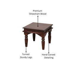 Lata Sheesham Wood Hand-Carved End Table