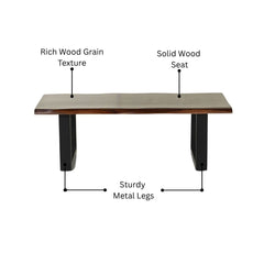 Sheesham Wood Coffee Table with Sleek Metal Legs