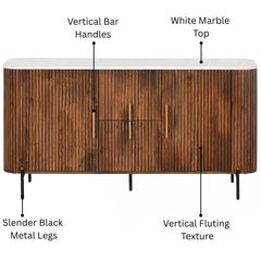 Karlen Reed Wooden Sideboard – Marble Top
