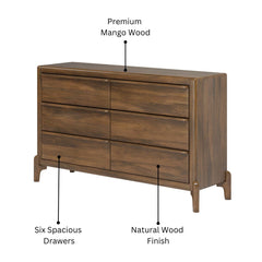 Skylan Mango Wood 6-Drawer Dresser
