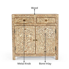 Verdi Bone Inlay Floral Pattern Cabinet