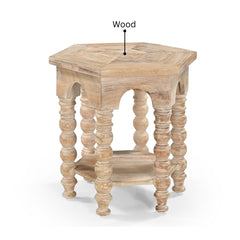 Scarlatti Carved Hexagonal Side Table
