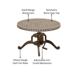 Maddox Adjustable Bone Inlay Coffee Table
