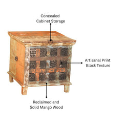 Print Block Multi-Tone Mango Wood Lamp Table