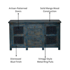 Guru Rustic Blue Mango Wood Sideboard