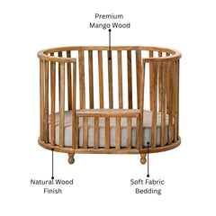 Natural Finish Wooden Baby Crib