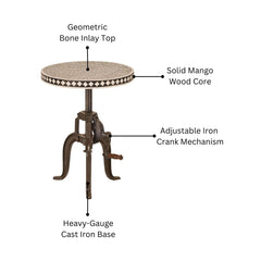 Maddox Adjustable Bone Inlay Side Table