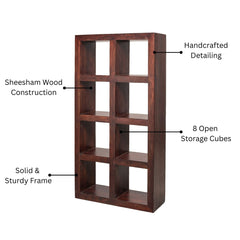 Kamdhenu Sheesham Wood 8-Hole Open Bookcase