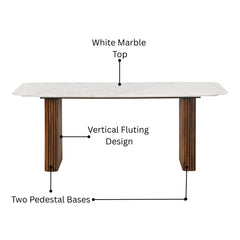 Karlen Reed 6-Seater Dining Table with Marble Top