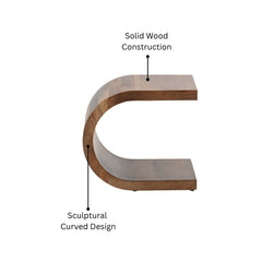 Modern Curved Solid Wood End Table