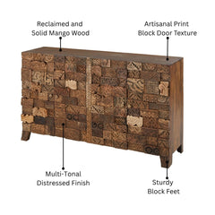 Lowell Reclaimed Wood 4-Door Print Block Sideboard