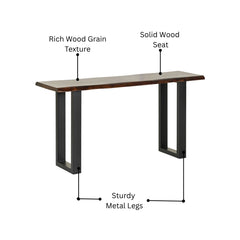 Sheesham Wood Console Table with Sleek Metal Legs