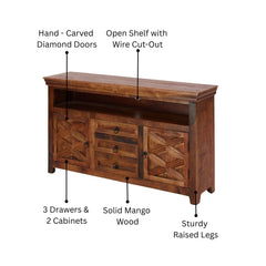Mason Mango Wood 3-Drawer 2-Door Media Sideboard