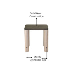 Oak Wood Lamp Table with Black Top