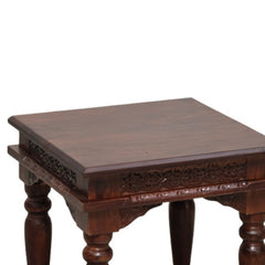 Lata Sheesham Wood Hand-Carved End Table