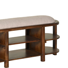Mango Wood Shoe Rack with Upholstered Seating