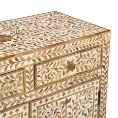 Verdi Bone Inlay Floral Pattern Cabinet