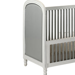 Classic White Mango Wood Baby Crib with Fabric Cushioning