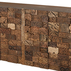 Lowell Reclaimed Wood 4-Door Print Block Sideboard
