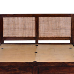 Solid Sheesham Wood King Bed with Cane Panel Headboard