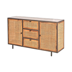 Adrian Mango Wood & Cane Sideboard with Marble Top