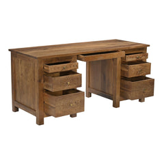 Maharani Hand-Carved Solid Wood Desk with 7 Drawers