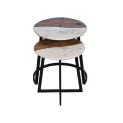 Drammen Sheesham Wood & Marble Nesting Table Set