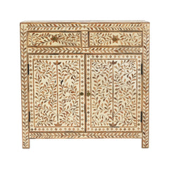 Verdi Bone Inlay Floral Pattern Cabinet