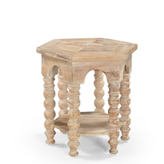 Scarlatti Carved Hexagonal Side Table