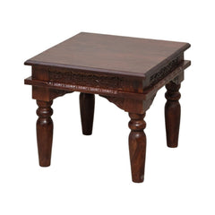 Lata Sheesham Wood Hand-Carved End Table
