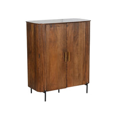 Reed-Textured Shoe Cabinet with Brass Handles