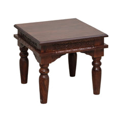 Lata Sheesham Wood Hand-Carved End Table