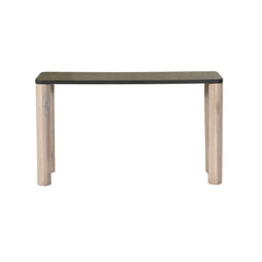 Oak Wood Console Table with Black Top