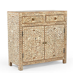 Verdi Bone Inlay Floral Pattern Cabinet