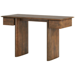 Contemporary Mango Wood Writing Desk with Dual Drawers