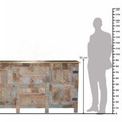 Saean Multi-Tone Mango Wood Sideboard with Brass Top