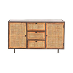 Adrian Mango Wood & Cane Sideboard with Marble Top
