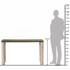 Oak Wood Console Table with Black Top
