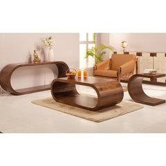 Modern Curved Solid Wood Coffee Table