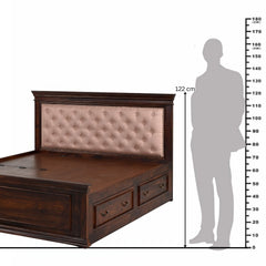 Royal Upholstered Sheesham Wood Bed with Drawers
